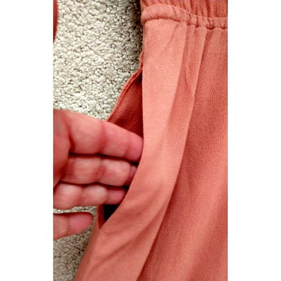 BluIvy Womens Jumpsuit Terracotta Orange/Clay Jewel Neck Wide Leg  - Med NWT - Picture 4 of 10